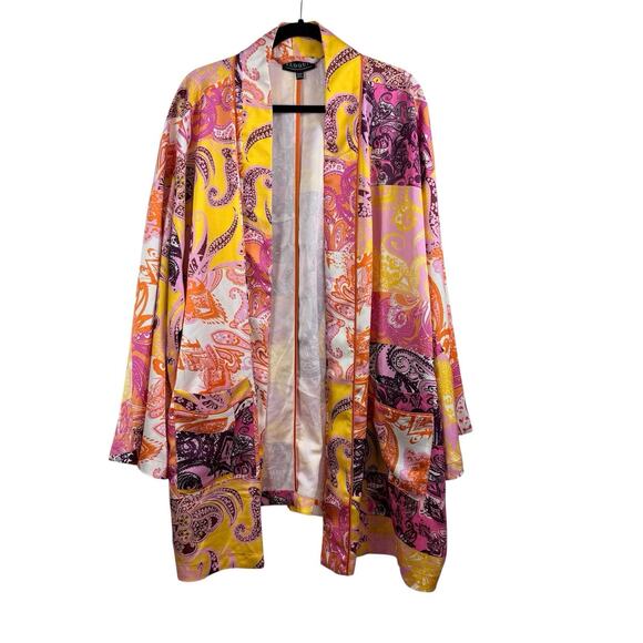Eloquii New Patchwork Print Kimono Cardigan Robe Size 26/28 Colorful Boho Artsy - Picture 1 of 16